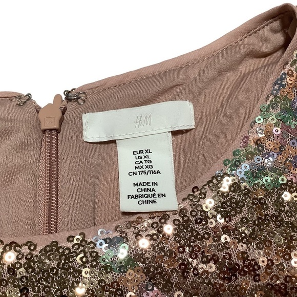 H&M Rose Gold Sequin Dress - Size XL - Picture 11 of 12